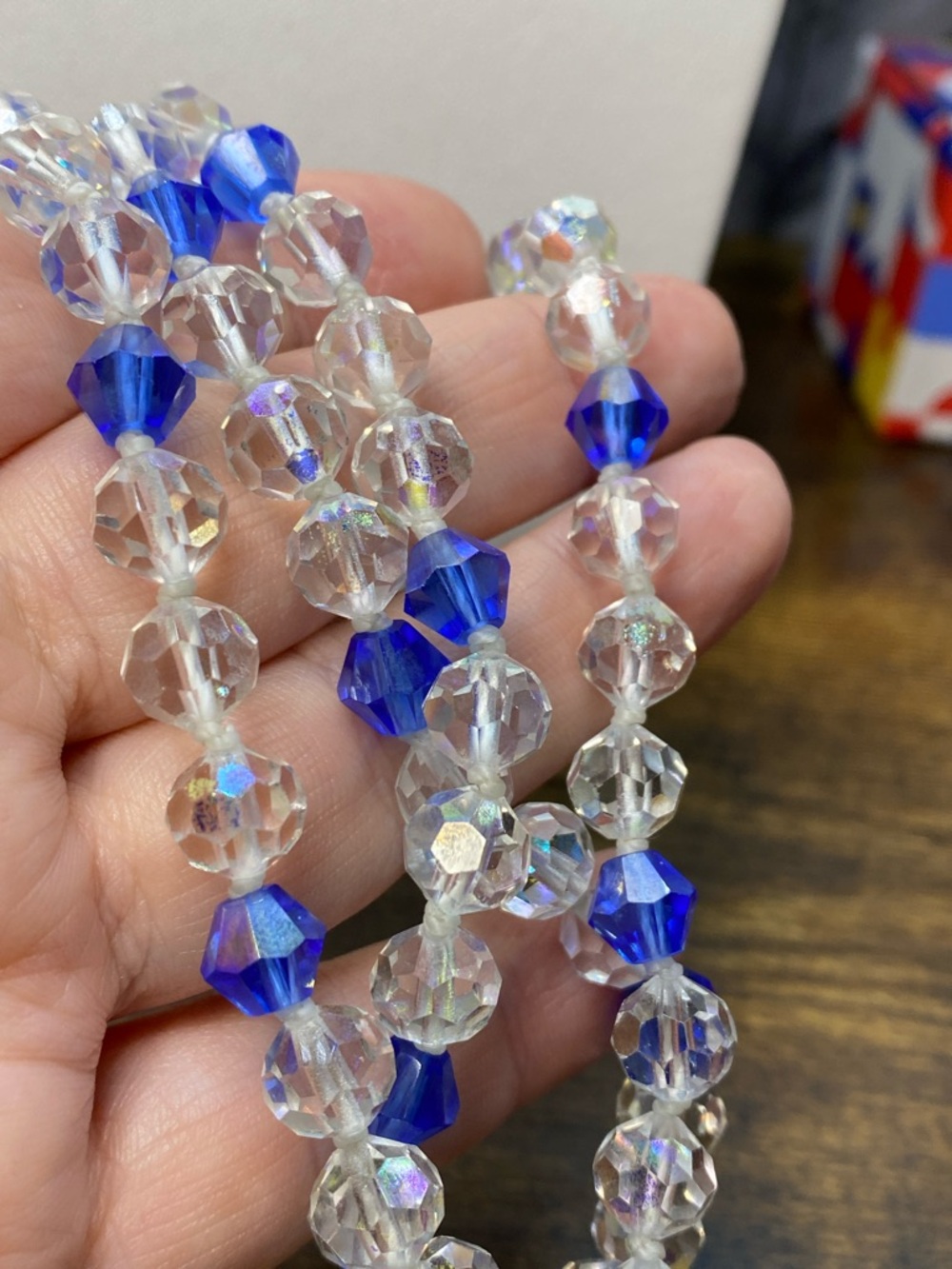 Crystal Vintage 24 inch Hand knotted with blue bicones Aprilsplace - Picture 6 of 6